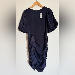 Express Midnight Blue Ruched Midi Dress